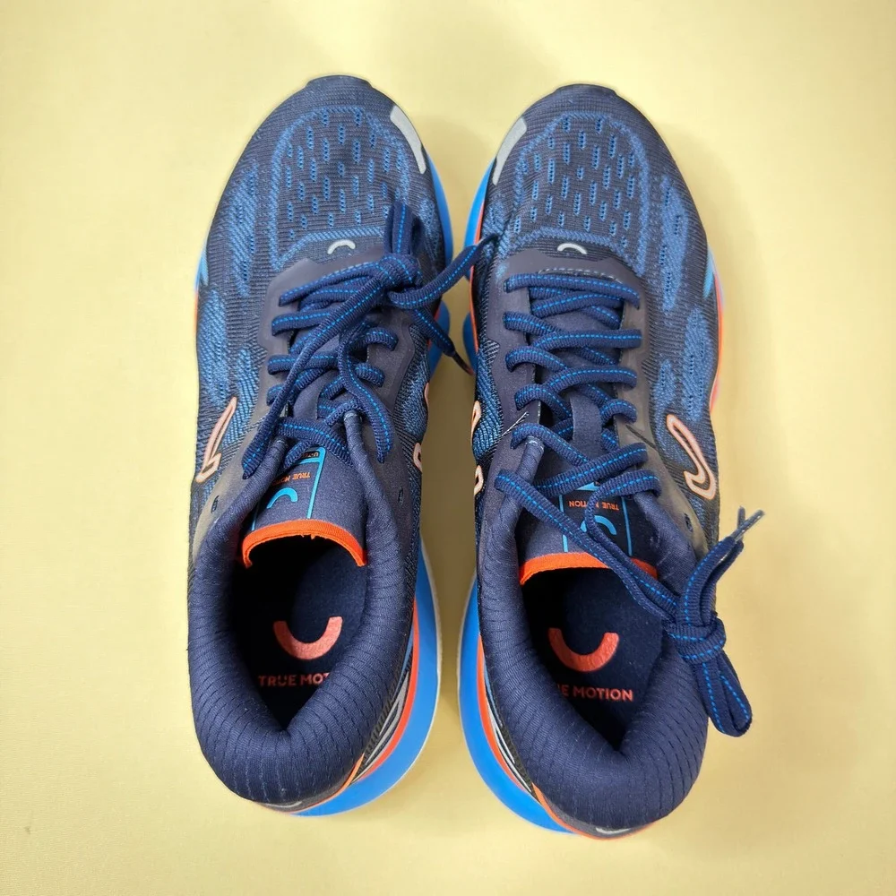 True Motion U-TECH Vichara Running Shoes Men 7.5 Navy Blue Orange Perform NWT